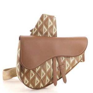 Christian Dior Saddle Crossbody Bag CD Coated Canvas and Leather